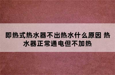 即热式热水器不出热水什么原因 热水器正常通电但不加热